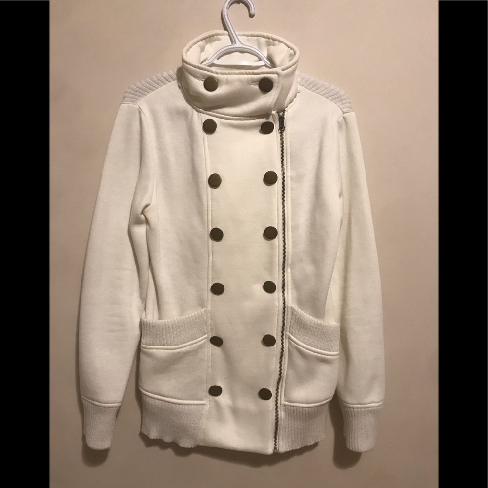 Side zip white/cream sweater urban heritage